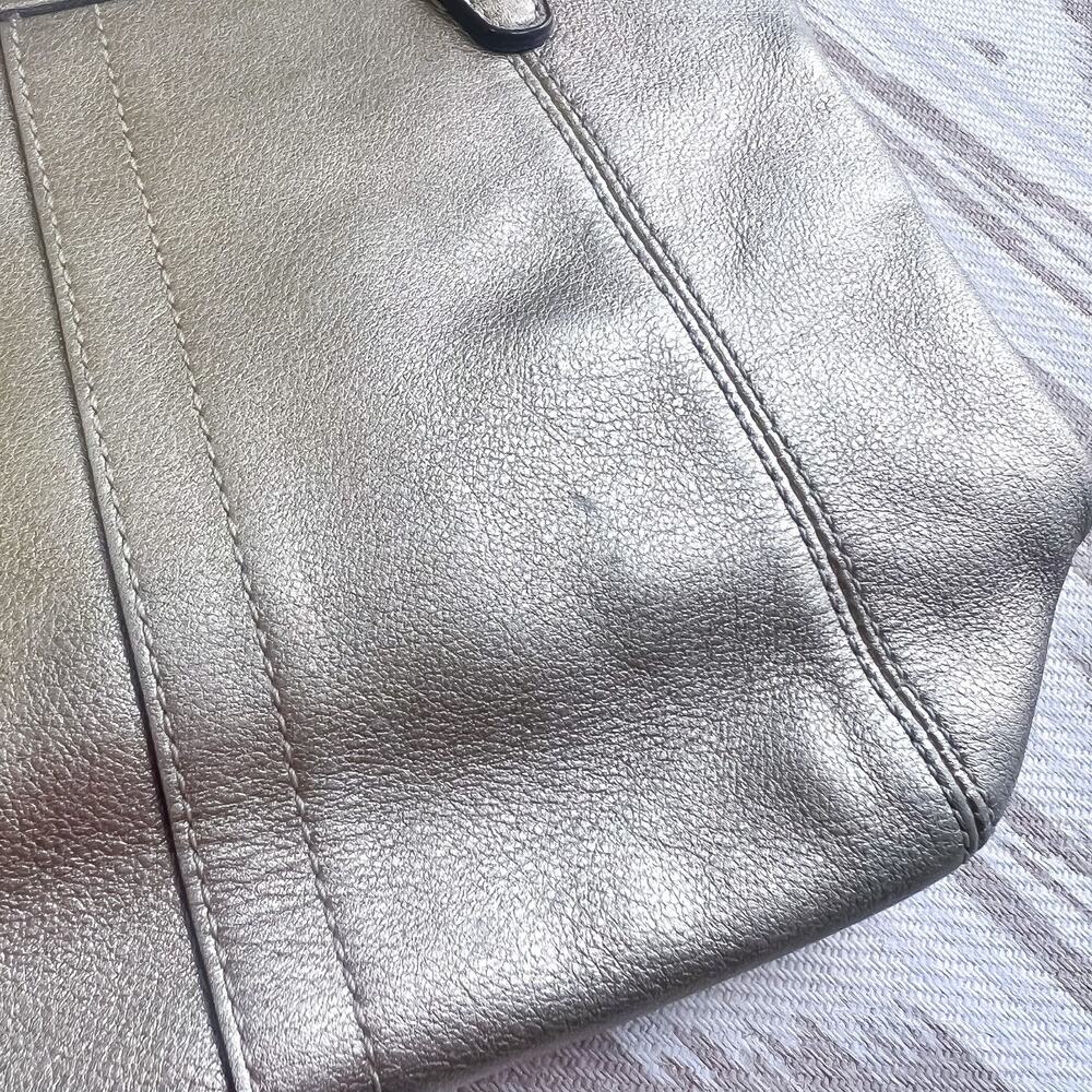 Coach Leah Metallic Gold Small Top-Handled Leather Tote Purse Handbag 42416 - Picture 5 of 11